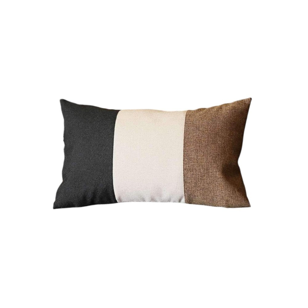 Set of Four 12" X 20" Brown and Black Fabrc Lumbar Throw Pillows