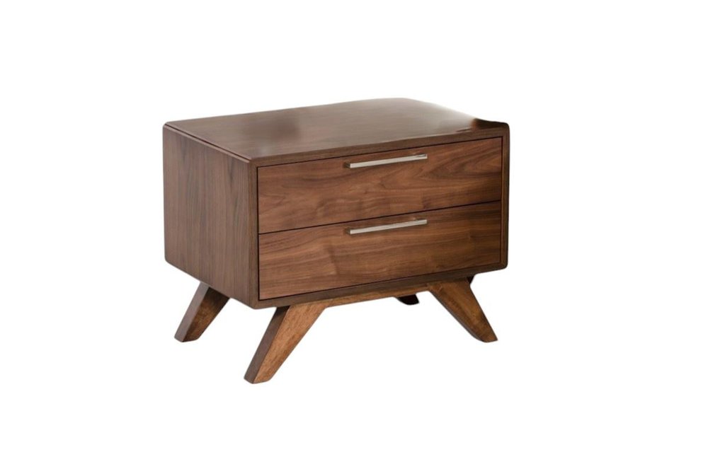 18" Wood and Solid Wood Two Drawer Nightstand