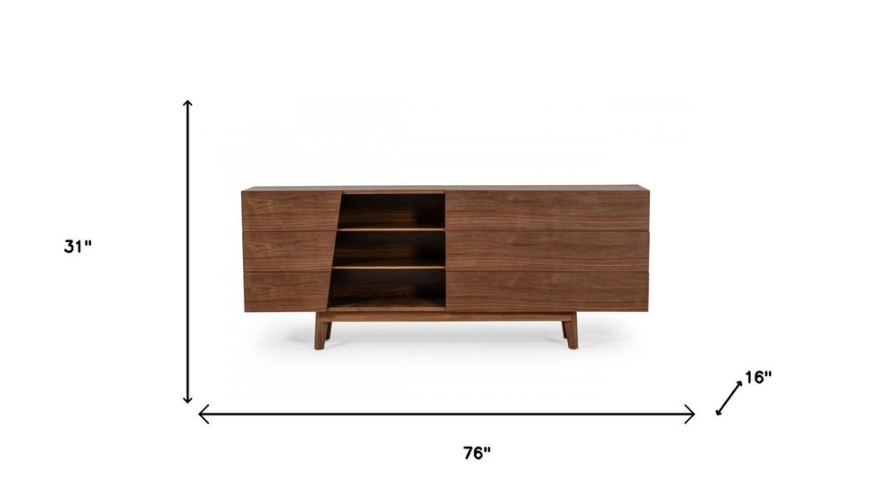 76" Brown Solid Wood Six Drawer Dresser