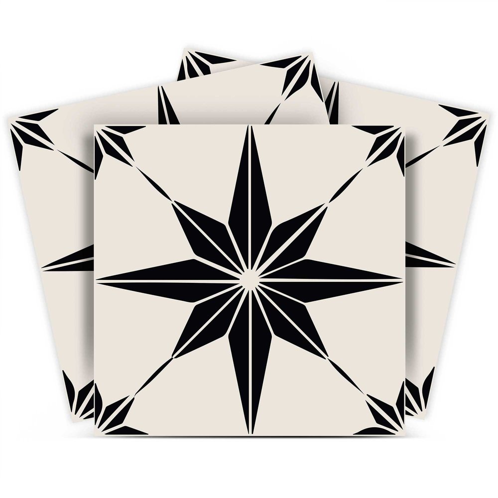 6" x 6" Black And White Peel And Stick Removable Tiles
