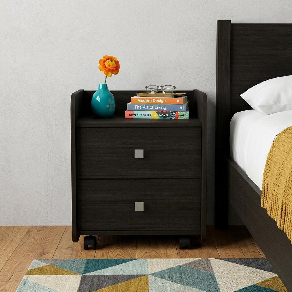 22" Wood Two Drawer Nightstand