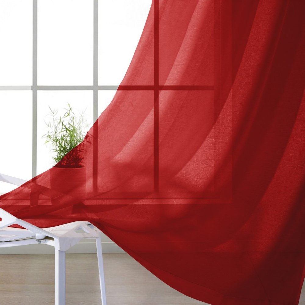 Set of Two 84" Red Solid Modern Window Panels