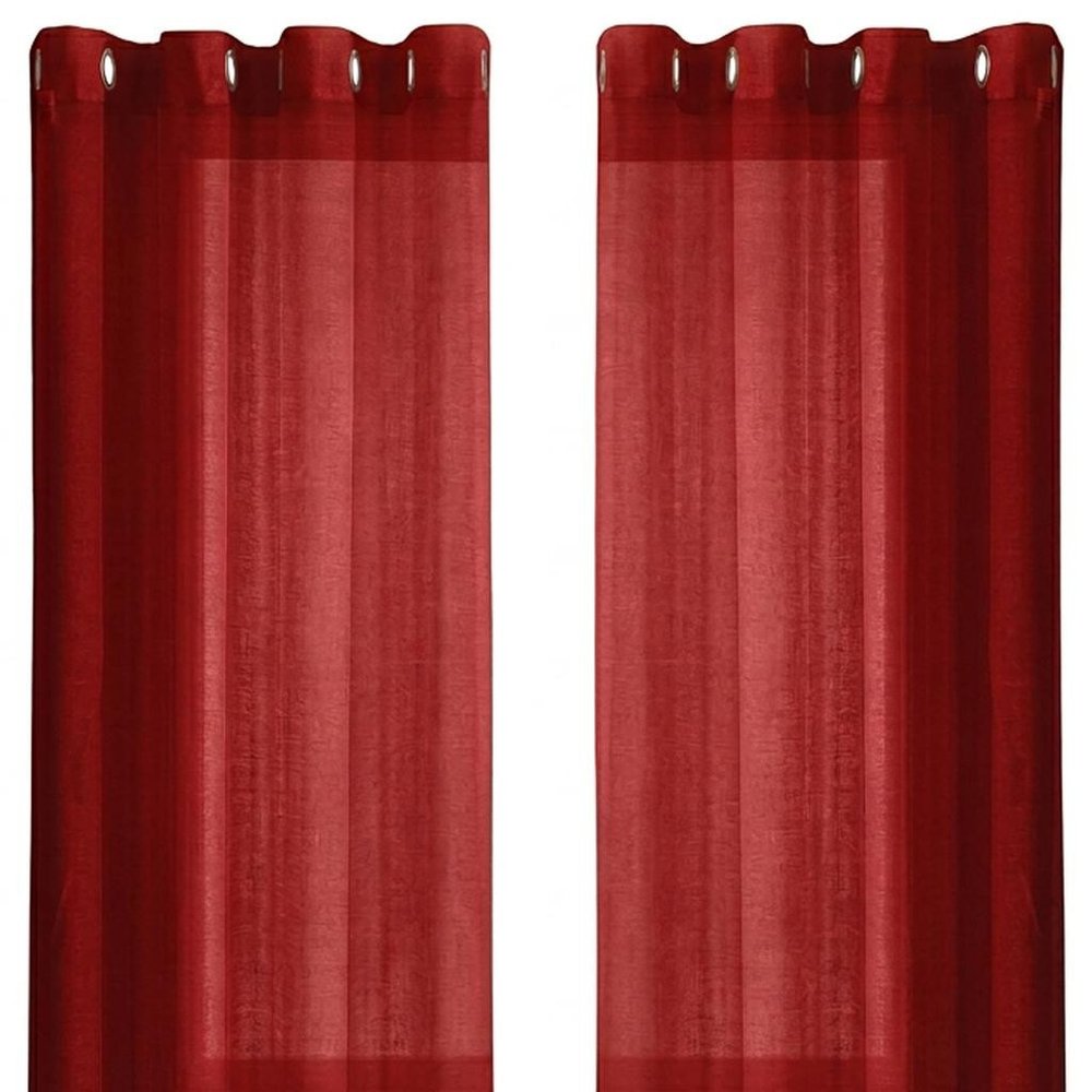 Set of Two 84" Red Solid Modern Window Panels