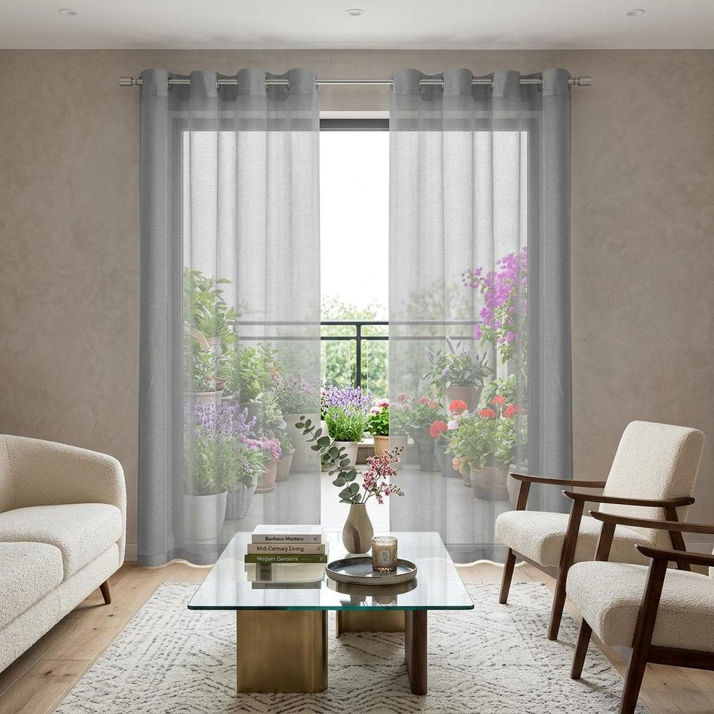 Set of Two 84" Silver Solid Modern Window Panels