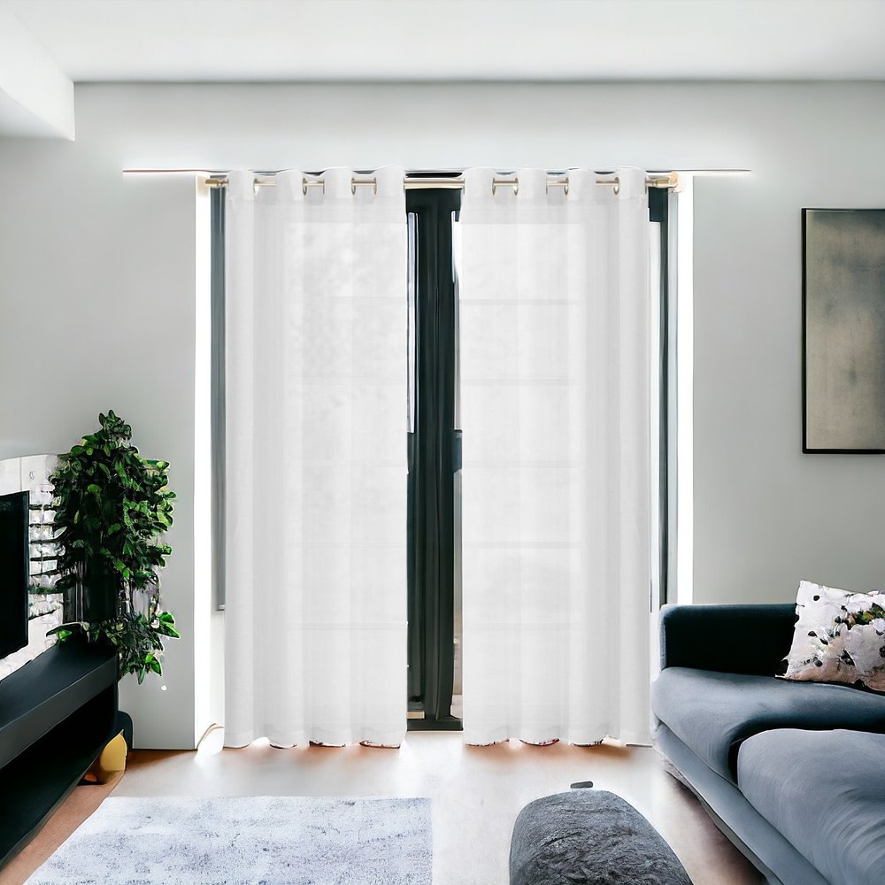 Set of Two 84" White Solid Modern Window Panels