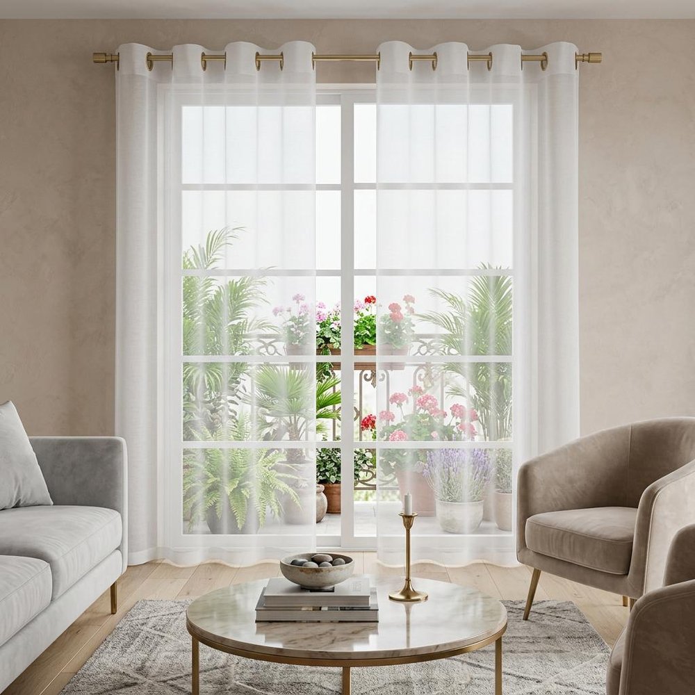 Set of Two 84" White Solid Modern Window Panels