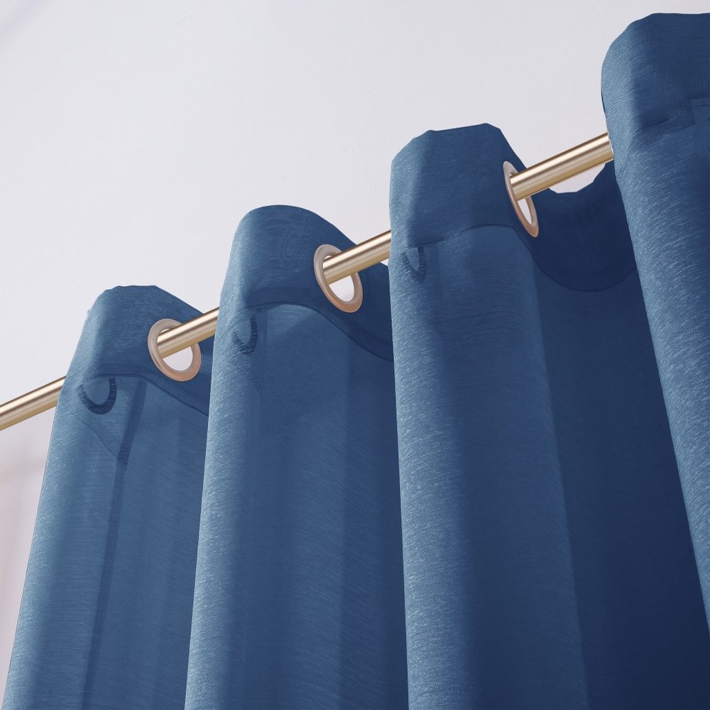 Set of Two 84" Blue Solid Modern Window Panels
