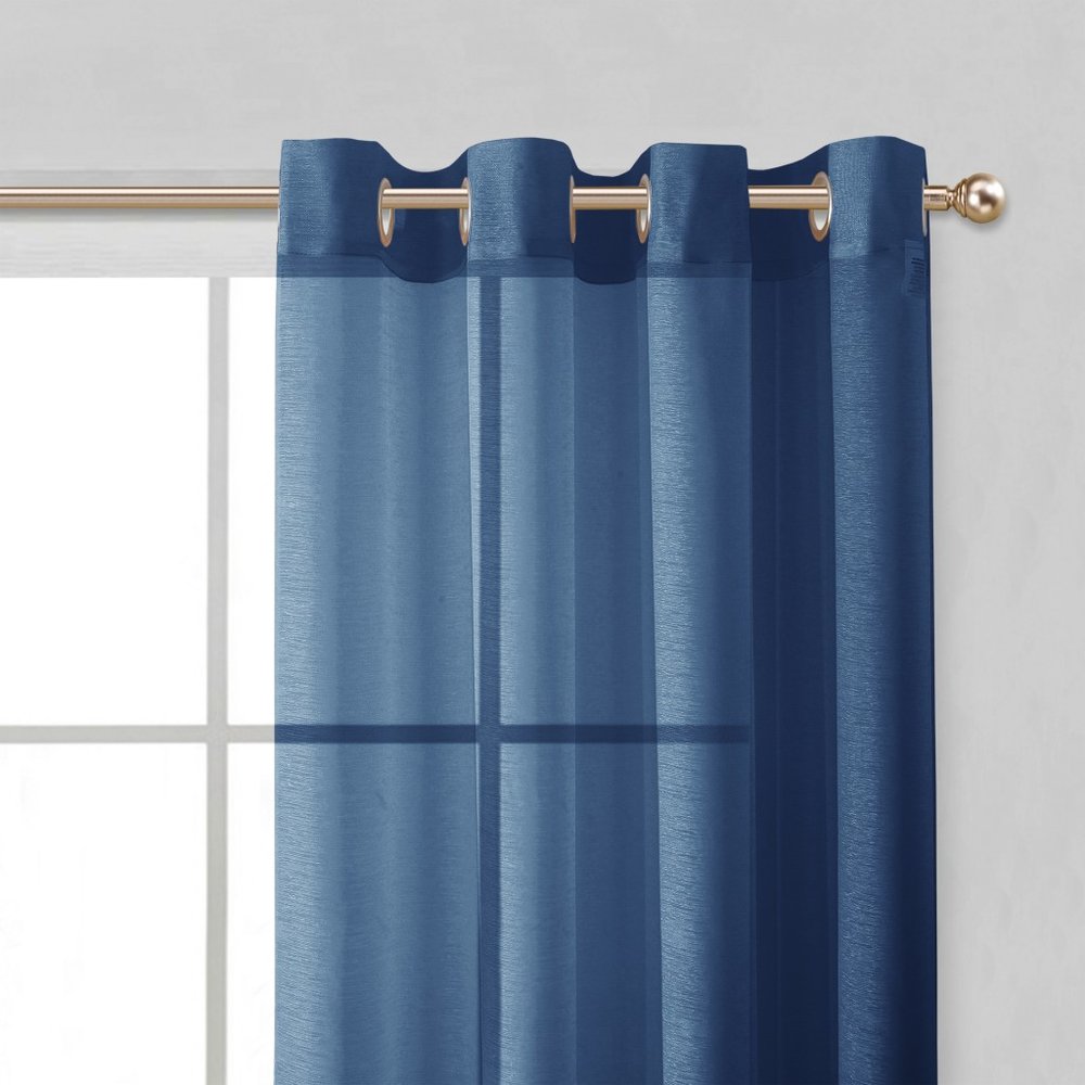 Set of Two 84" Blue Solid Modern Window Panels
