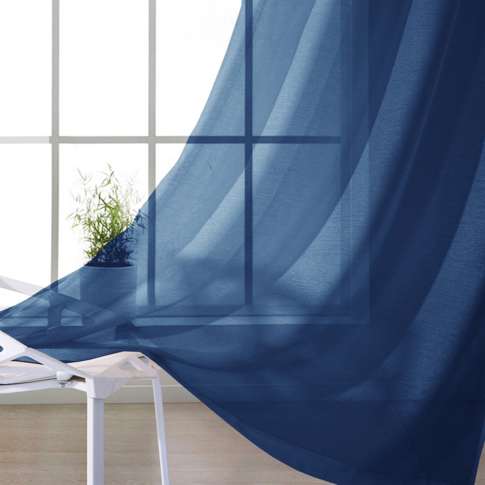 Set of Two 84" Blue Solid Modern Window Panels