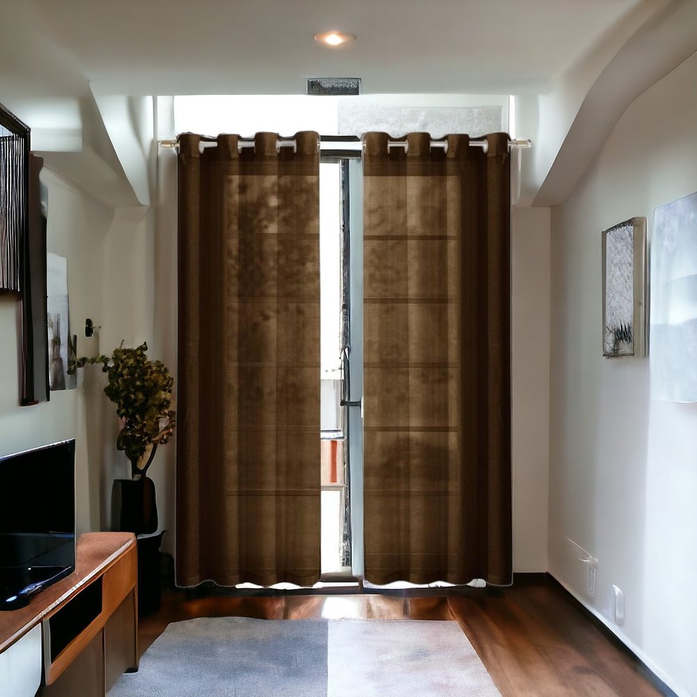 Set of Two 84" Chocolate Solid Modern Window Panels