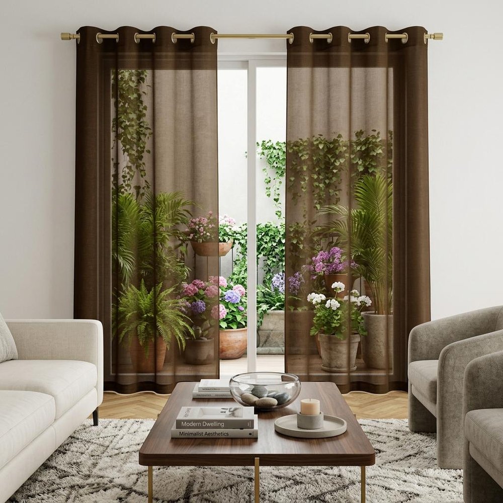 Set of Two 84" Chocolate Solid Modern Window Panels