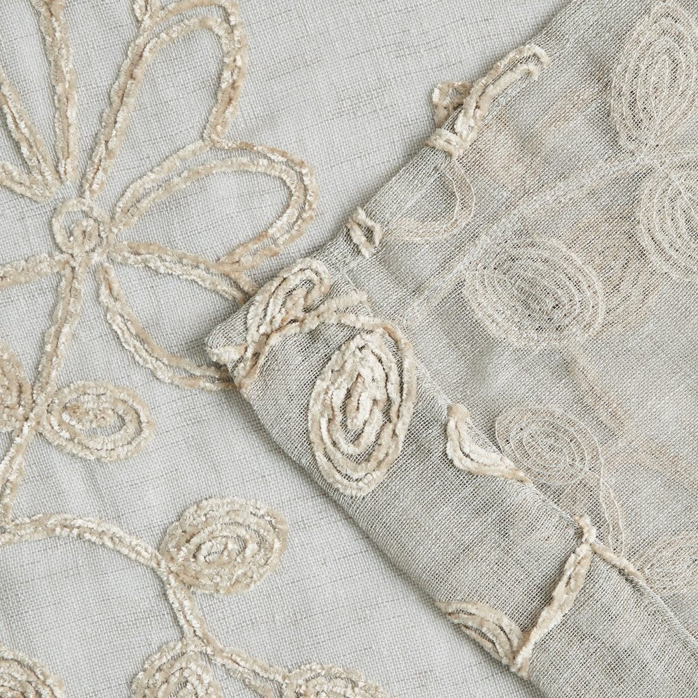 Set of Two 84" Tan Floral Embroidered Window Panels