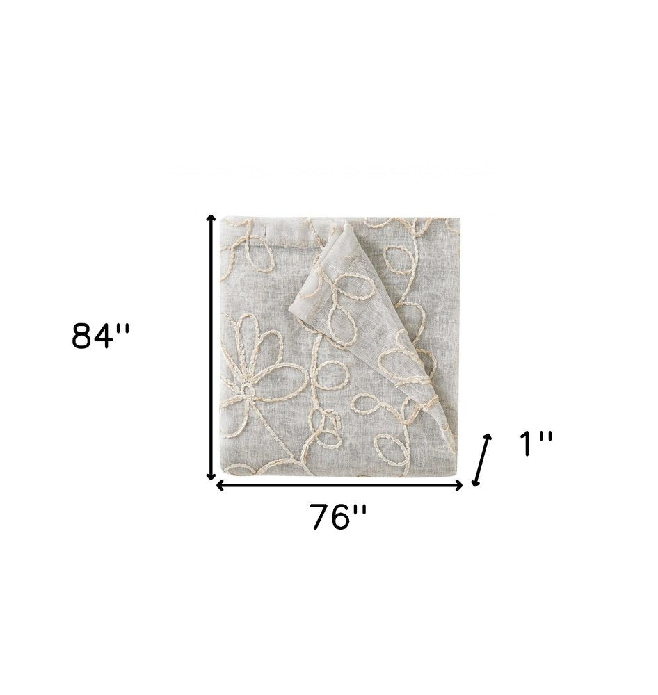 Set of Two 84" Tan Floral Embroidered Window Panels