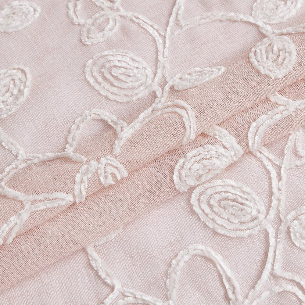 Set of Two 84" Blush Floral Embroidered Window Panels