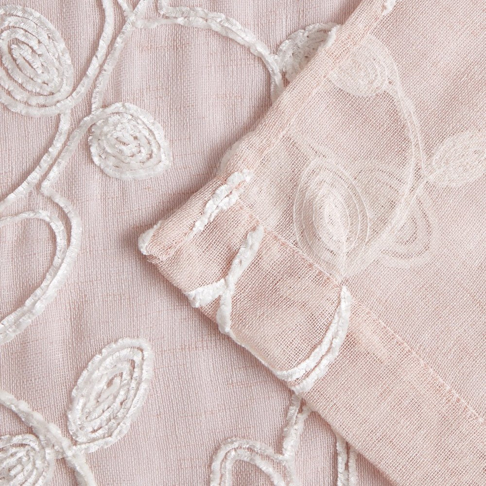Set of Two 84" Blush Floral Embroidered Window Panels