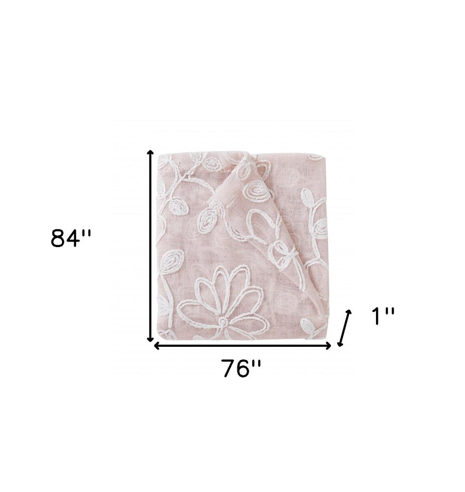 Set of Two 84" Blush Floral Embroidered Window Panels