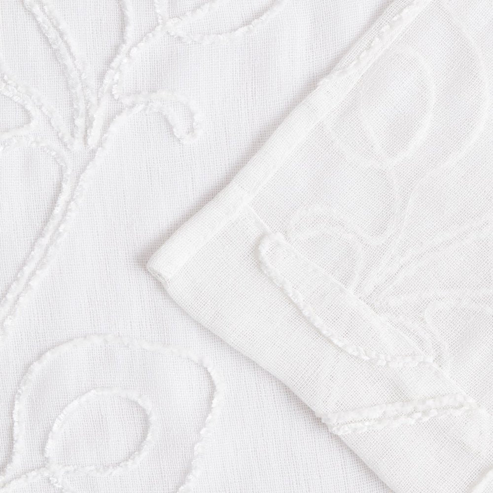 Set of Two 84" White Boho Embroidered Window Panels