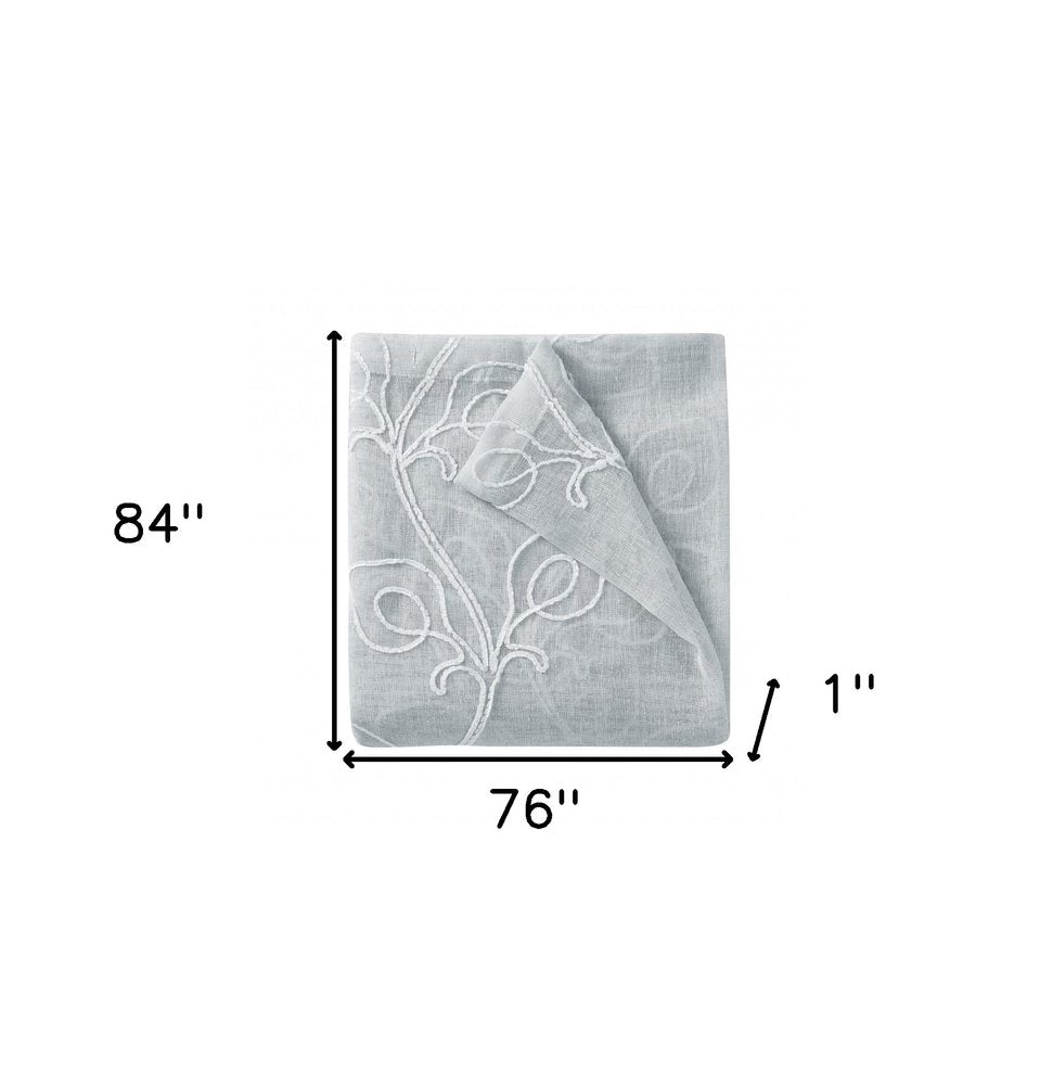 Set of Two 84" Silver Boho Embroidered Window Panels