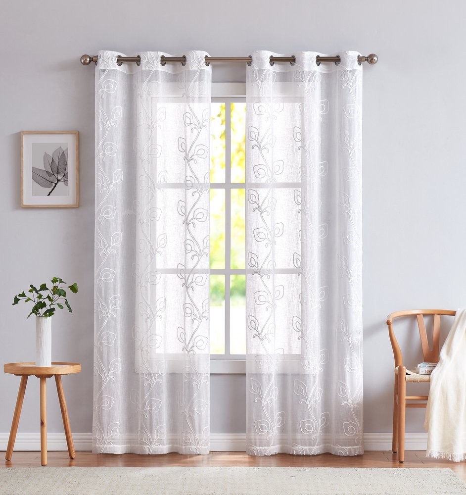 Set of Two 84" Blush Boho Embroidered Window Panels