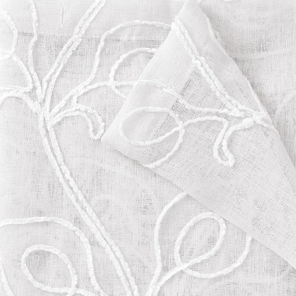 Set of Two 96" White Boho Embroidered Window Panels