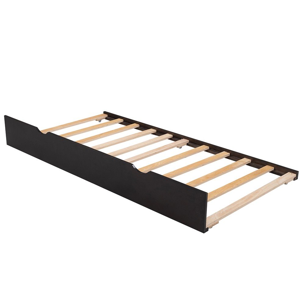 Espresso Cross Back Wood Twin With Two Drawers Bed Frame with Trundle
