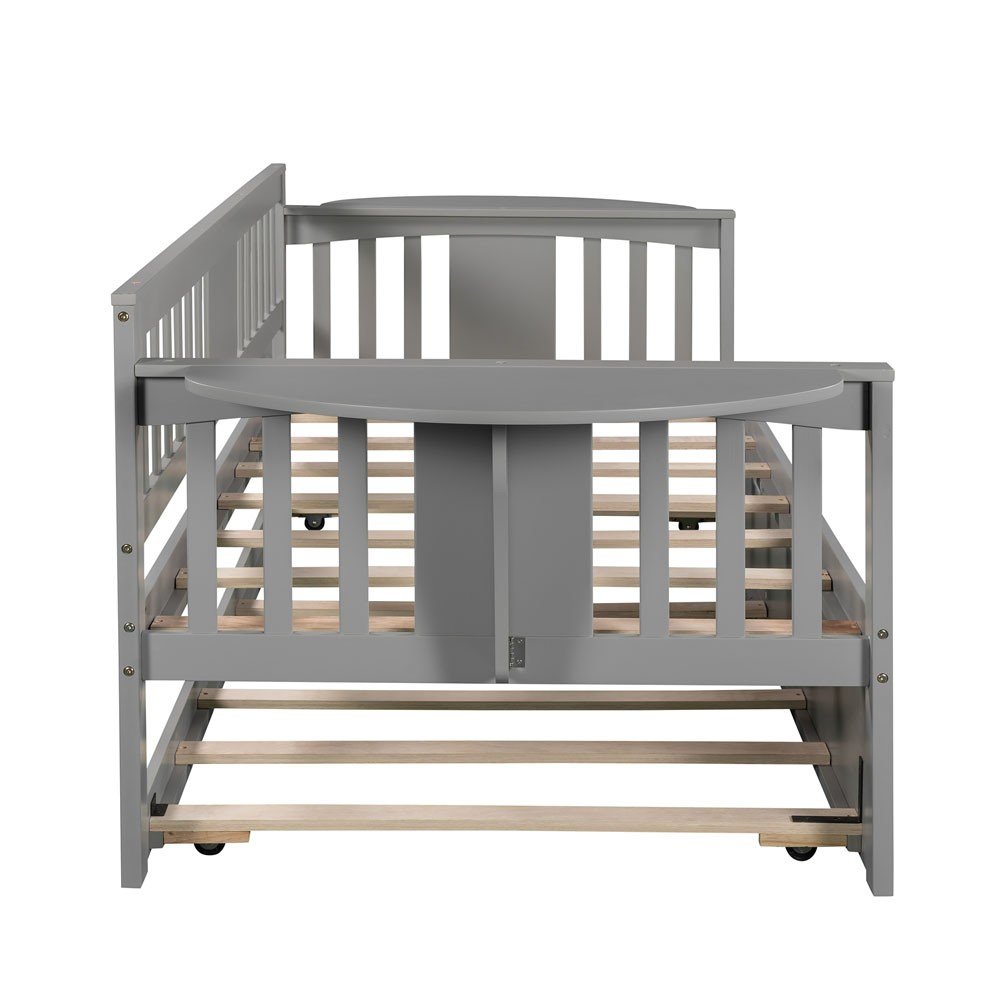 Gray Wood Twin Bed Frame with Trundle