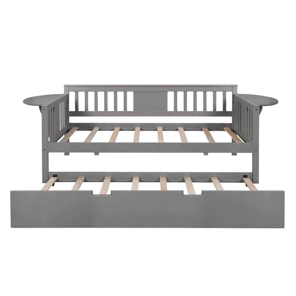Gray Wood Twin Bed Frame with Trundle