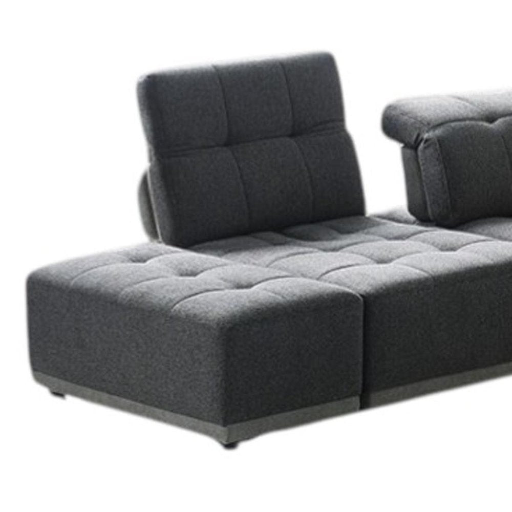 Gray Fabric Modular U Shaped Seven Piece Corner Sectional With Ottoman