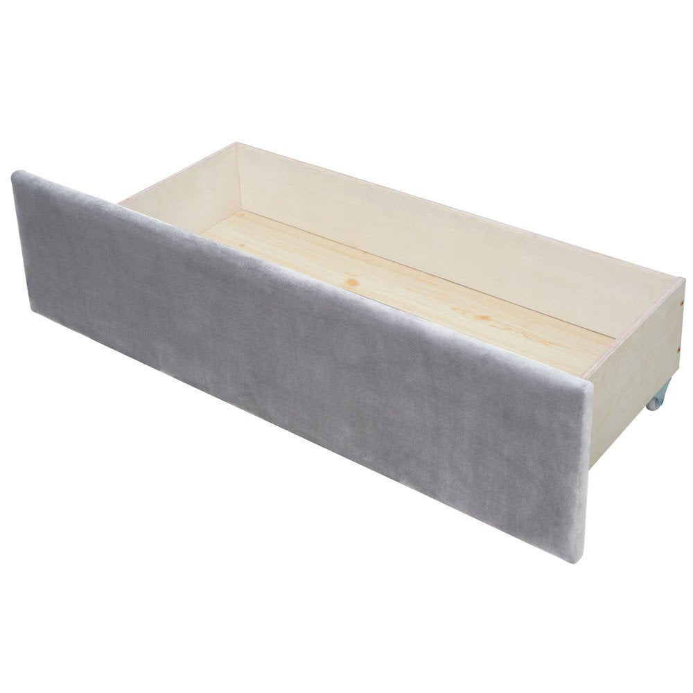 Gray Wood Upholstered Twin Bed Frame