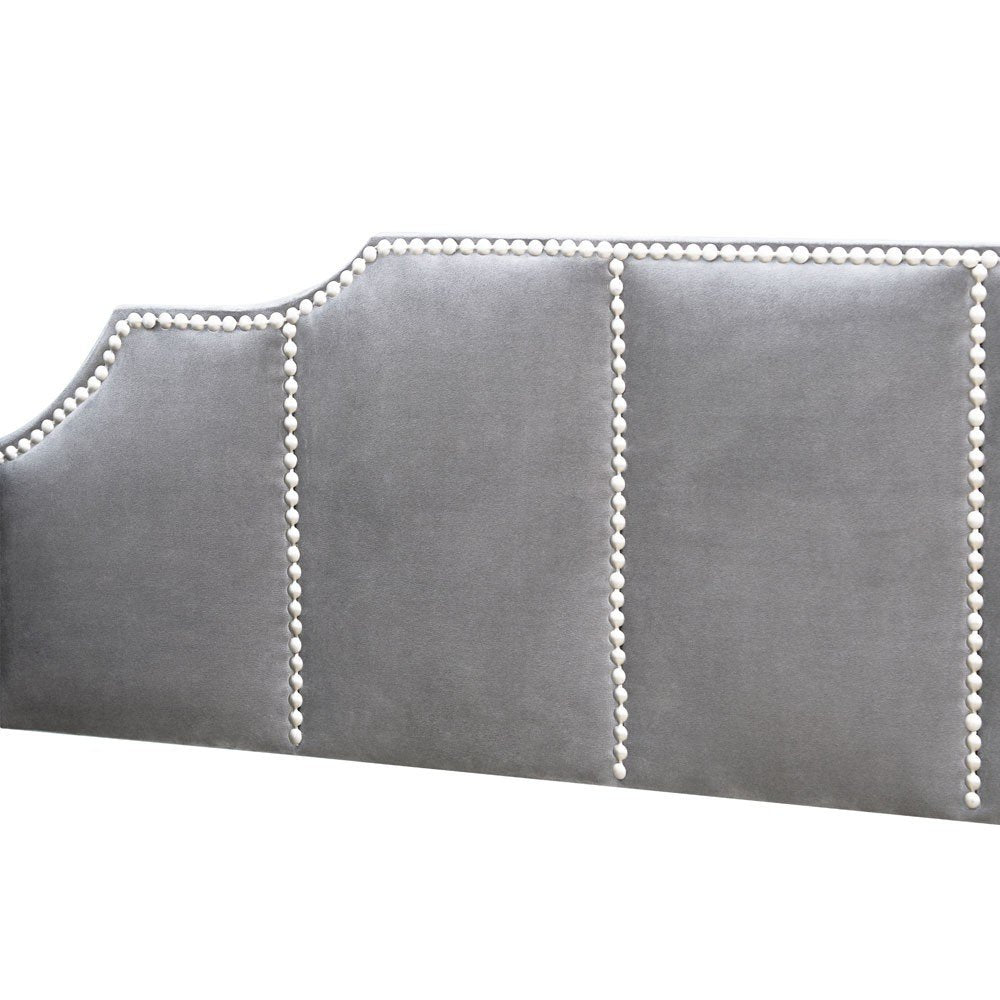 Gray Wood Upholstered Twin Bed Frame