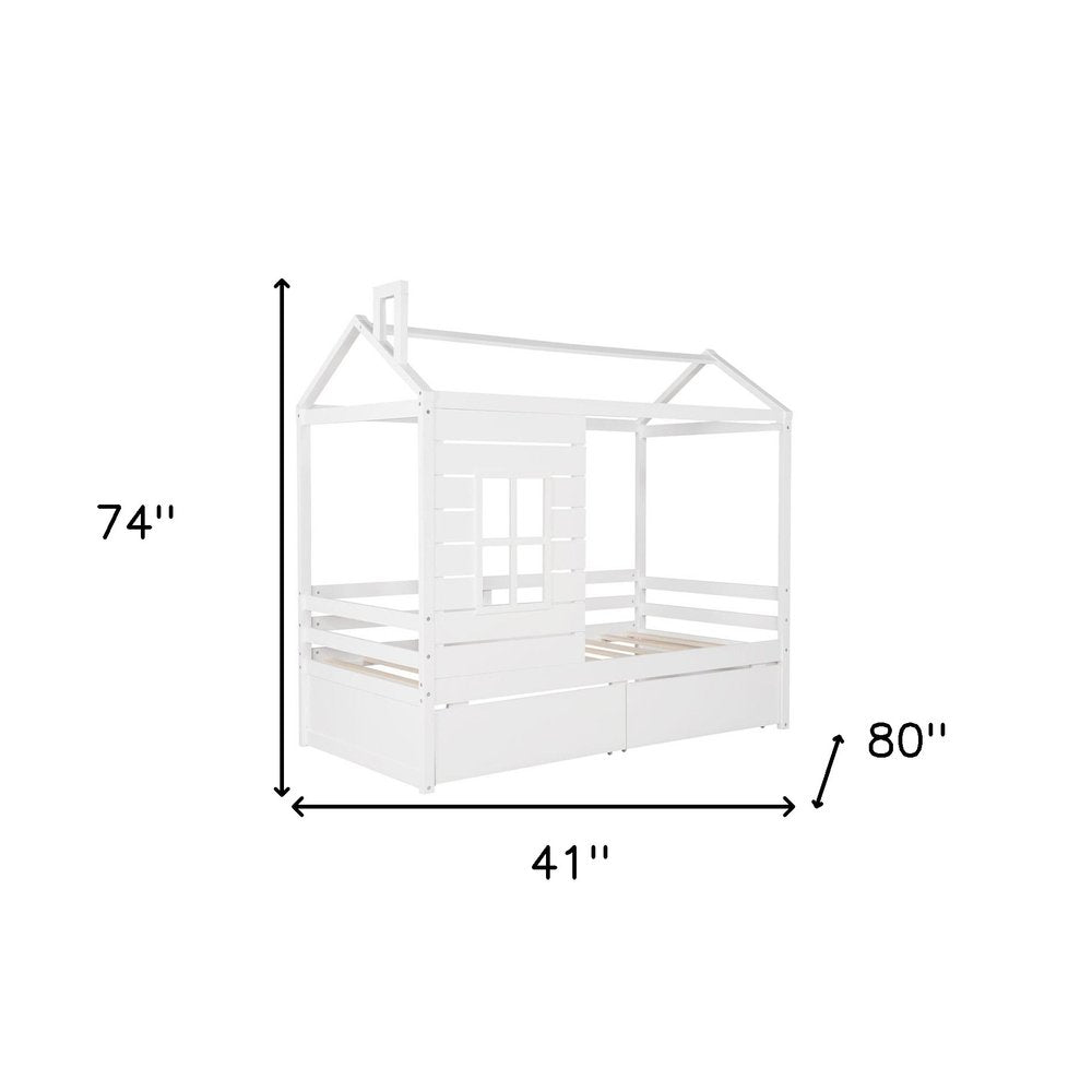 White Wood Twin Four Poster Bed Frame