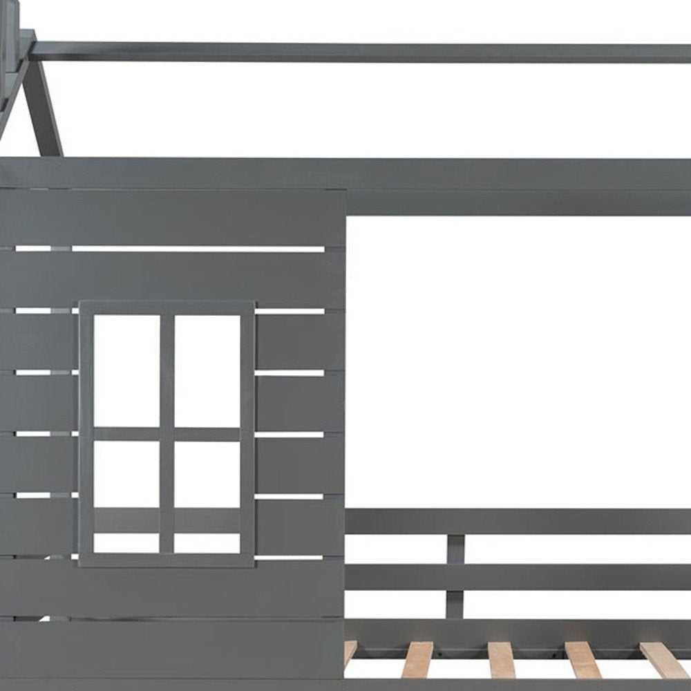 Gray Wood Twin Four Poster Bed Frame