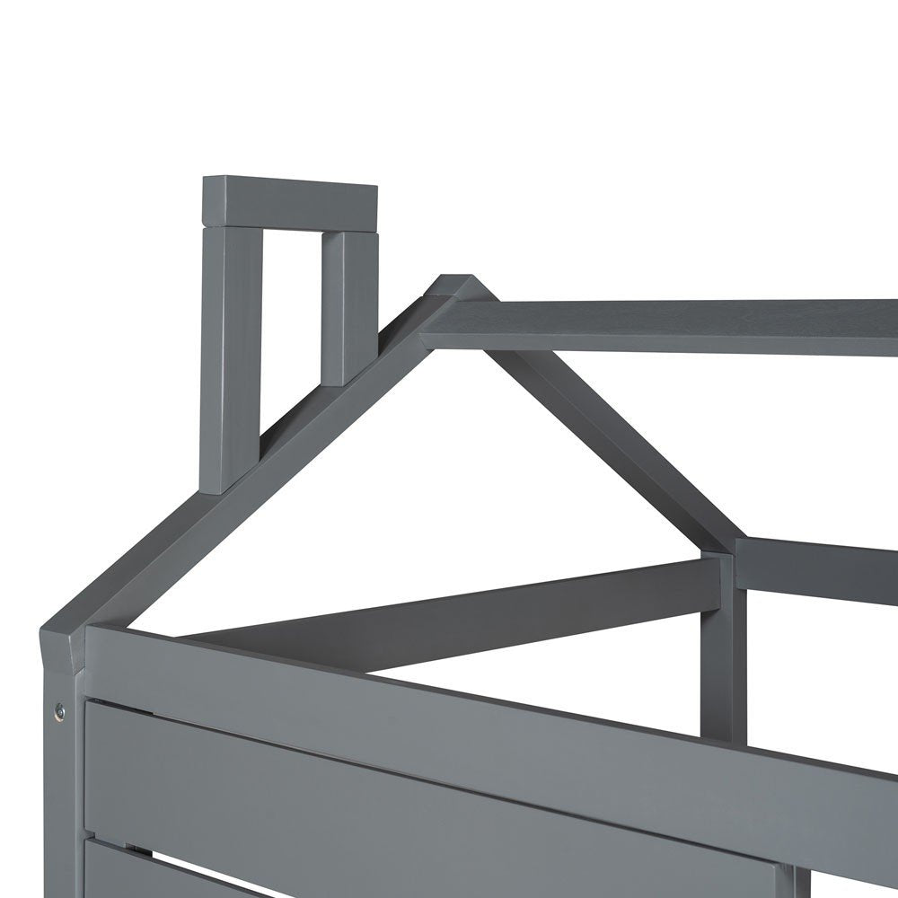 Gray Wood Twin Four Poster Bed Frame