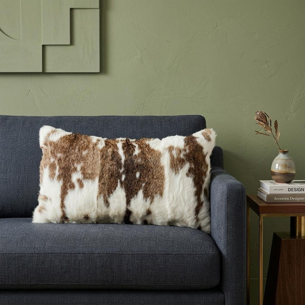 12" X 20" Brown and White Throw Pillow