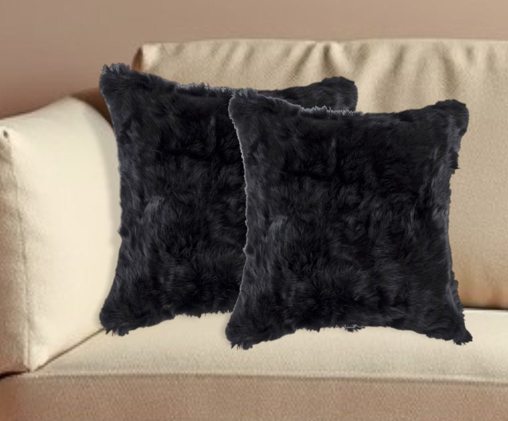 Set of Two 18" Black Throw Pillows
