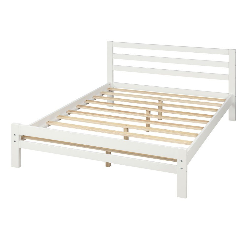 White Wood Full With Two Drawers Bed Frame
