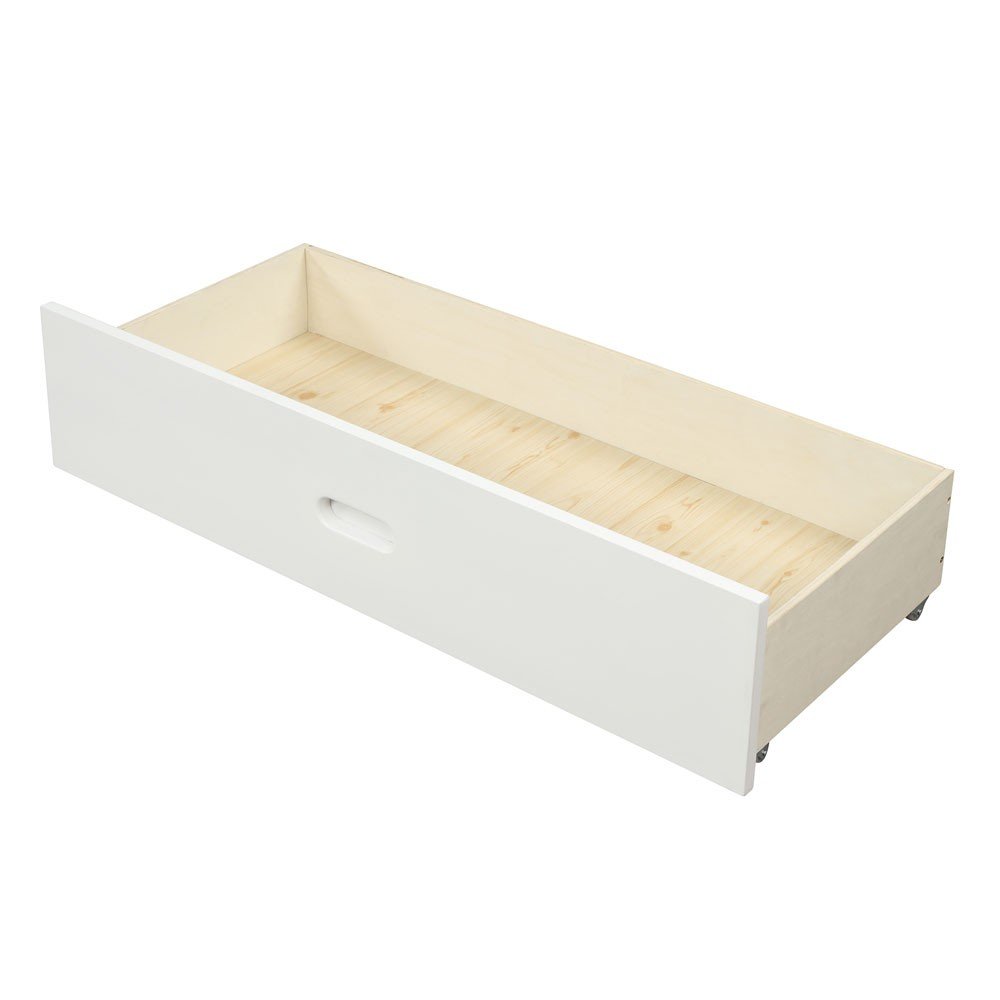 White Wood Full With Two Drawers Bed Frame