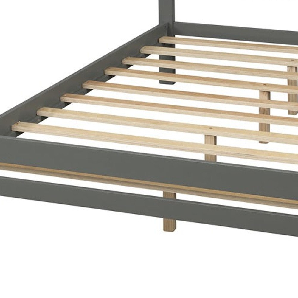 Gray Wood Full With Two Drawers Bed Frame