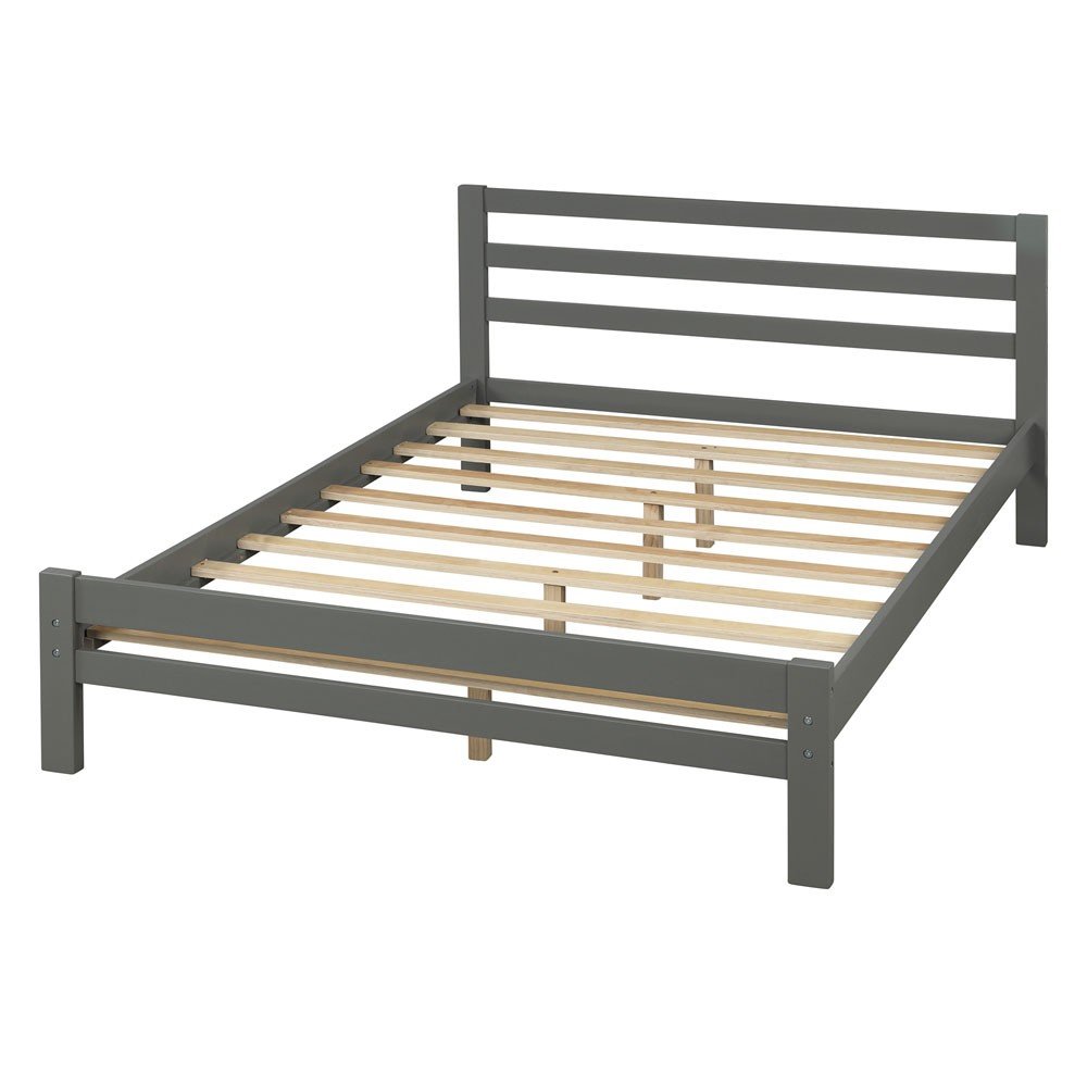 Gray Wood Full With Two Drawers Bed Frame