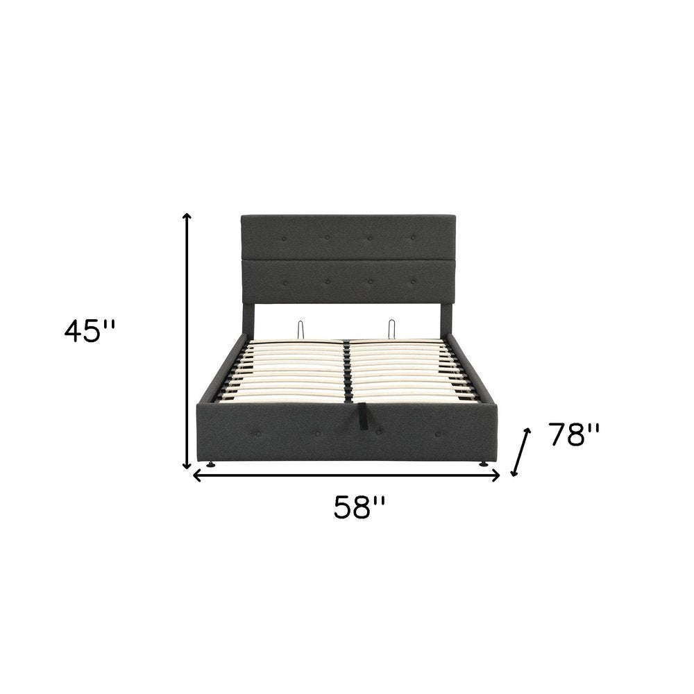 Gray Tufted Linen Blend Full Bed Frame