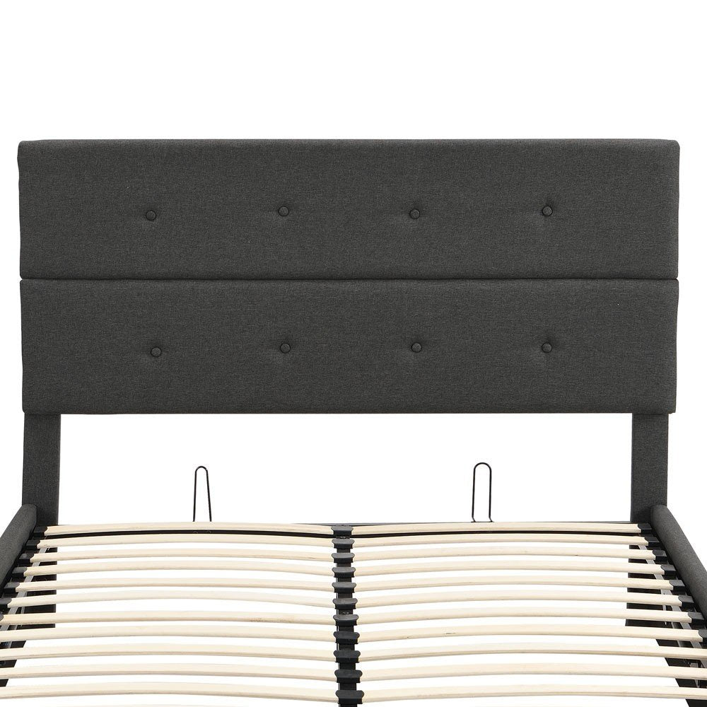 Gray Tufted Linen Blend Full Bed Frame
