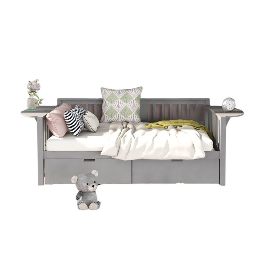 Gray Wood Full Bed Frame