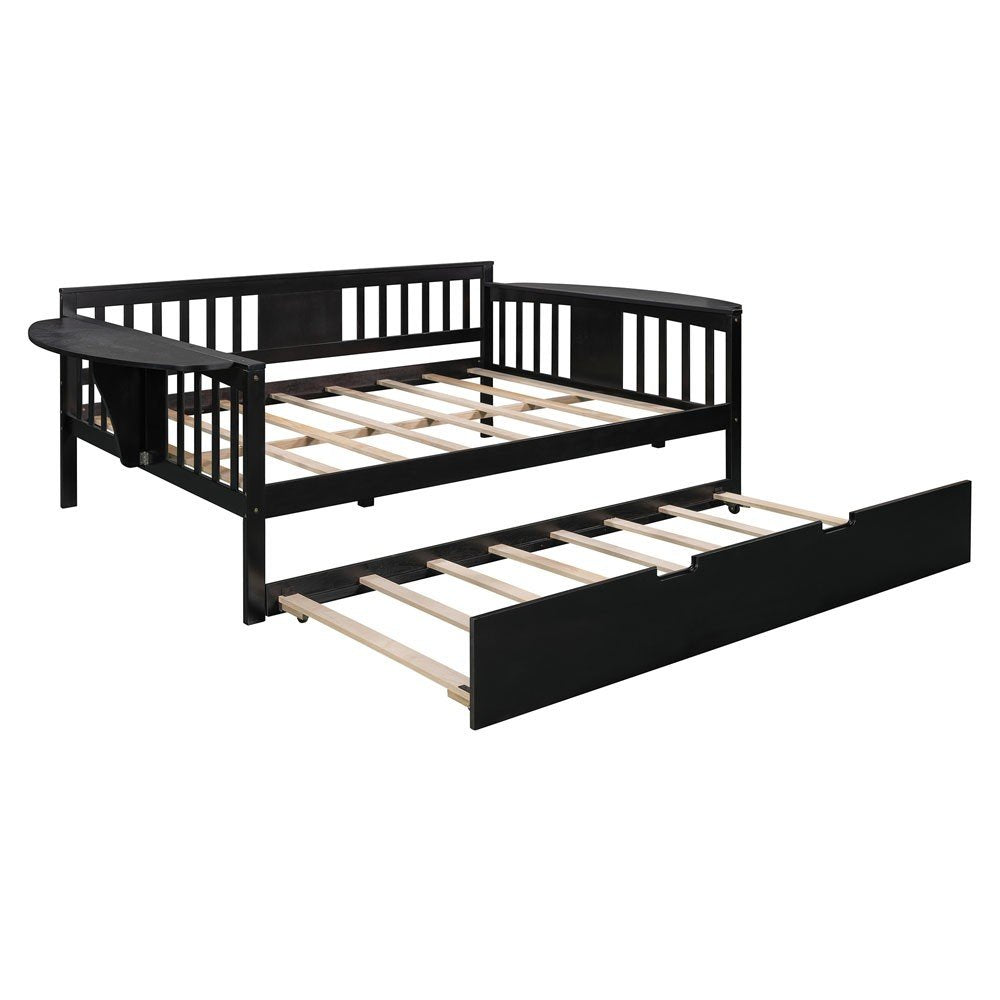Espresso Wood Bed Frame with Trundle