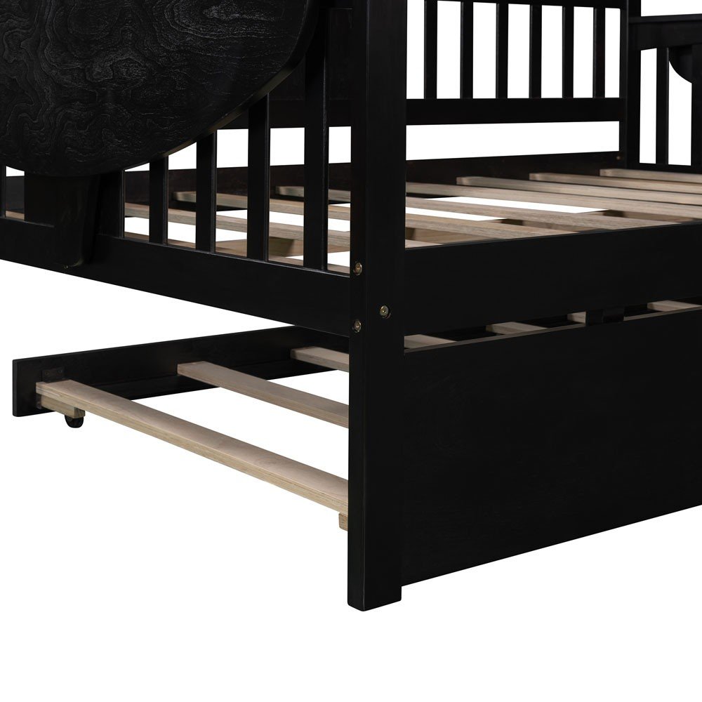 Espresso Wood Bed Frame with Trundle