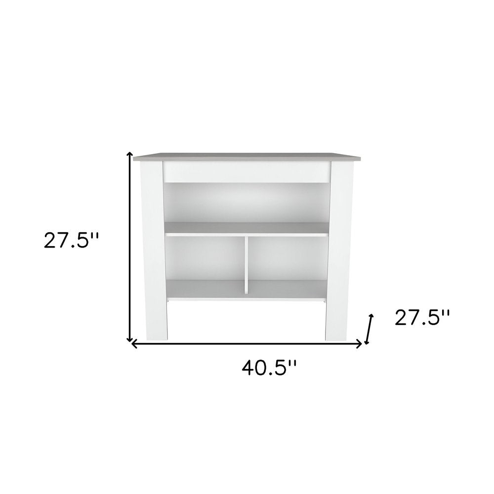 White and Gray 41" Kitchen Island With Storage
