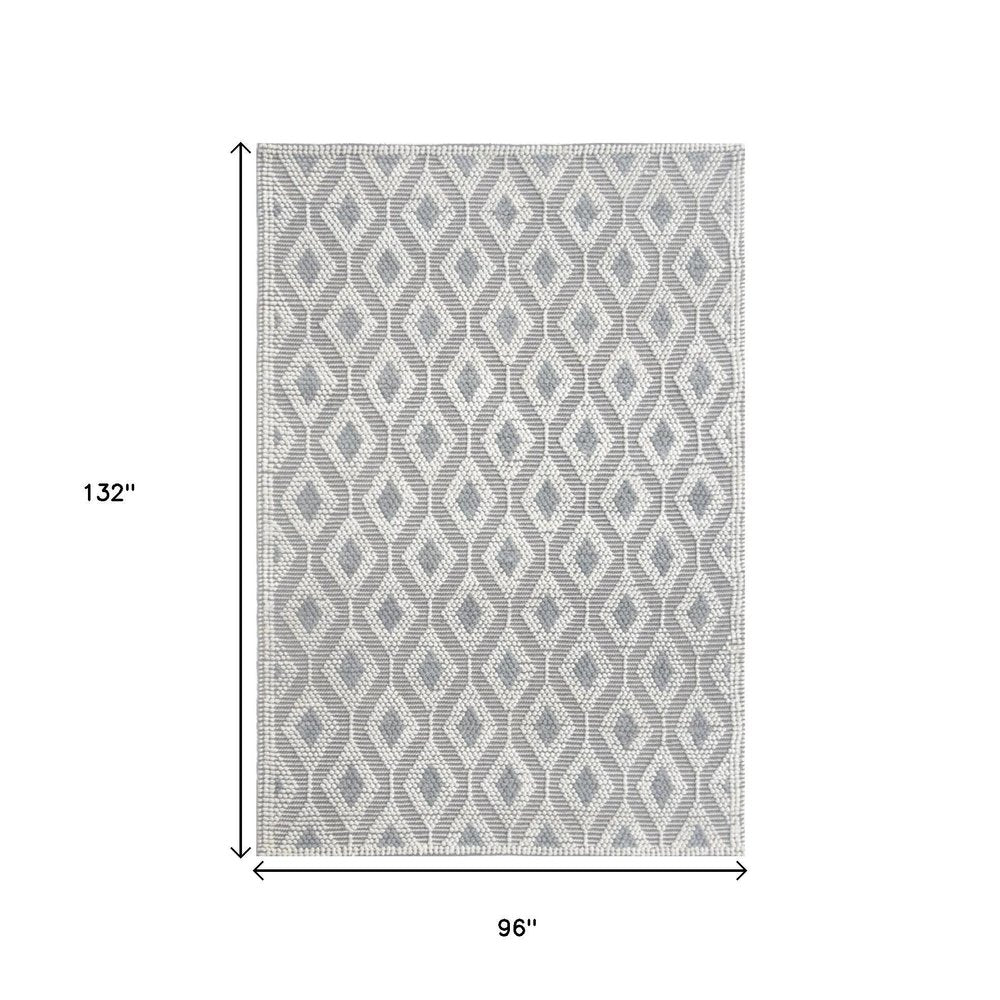 8' X 11' Gray and Ivory Geometric Handmade Area Rug