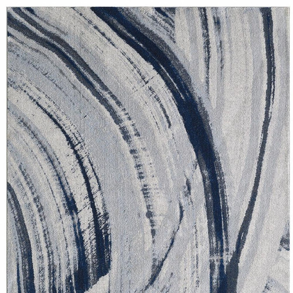 10' X 13' Navy Ivory Abstract Strokes Modern Area Rug