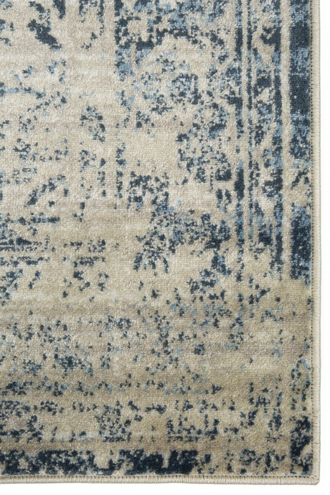 8' X 11' Ivory And Blue Oriental Area Rug