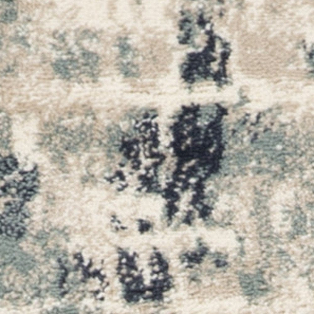 8' Blue And Beige Abstract Runner Rug