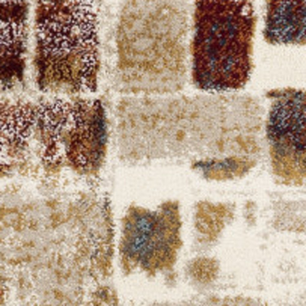 5' X 8' Natural And Brown Abstract Area Rug